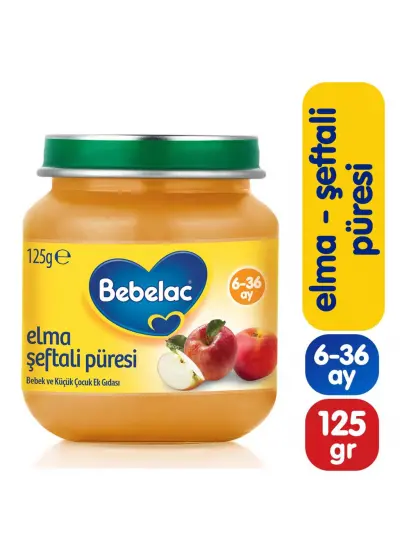 Nessiworld Bebelac Elma Şeftali Püresi Kavanoz Maması 125 Gr