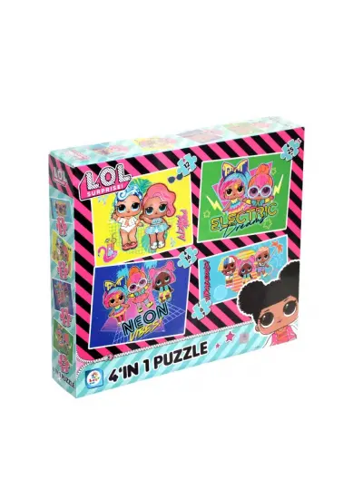 LOL7627 Laço Kids L.O.L. 4'ü1 Kutuda Puzzle / 6+12+16+25 Parça Puzzle