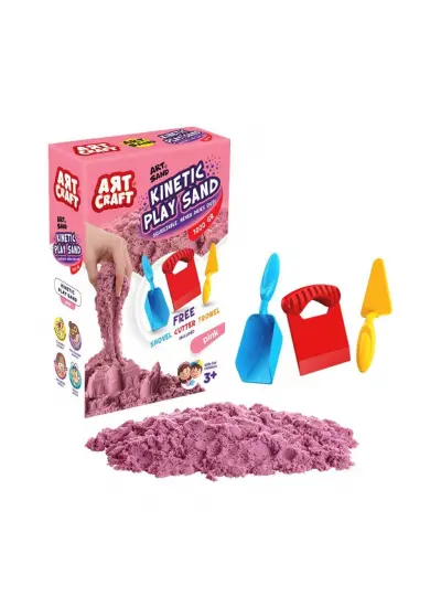 03693  Aksesuarlı Pembe Kinetik Oyun Kumu 1000 gr -Dede