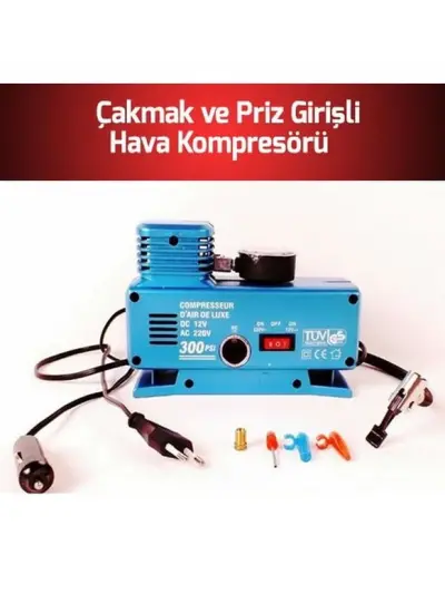 220 Volt-12 Volt 250 Psi Geniş Uygulama Yelpazesi Kompresör Lastik Hava Şişirme Oto Pompası