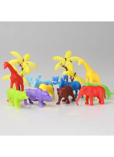 Nessiworld 669 Toy Play 12 Parça Renkli Mini Vahşi Hayvanlar Figür Seti 4-6 cm