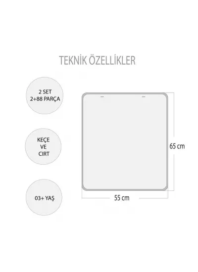 2 Set - 88 Parça  Rakamları Öğreniyorum Keçe Duvar Panoları , Eğitici Oyuncak