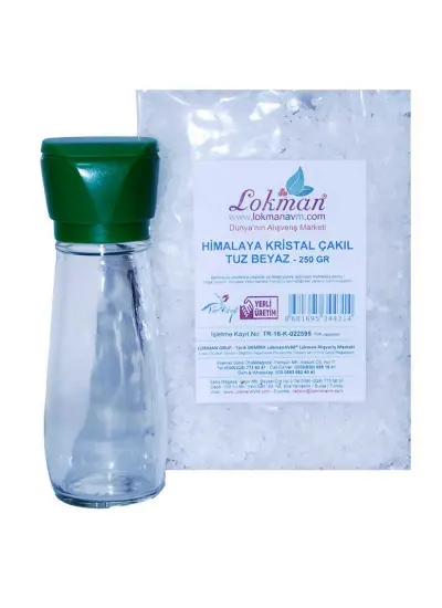 Tuz Karabiber Değirmeni Yeşil + Himalaya Çakıl Tuz Beyaz 250 Gr