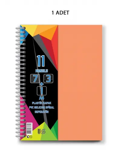 Spiralli PP Kapak 7+3+1 275 Yaprak 11 Ayraçlı Defter