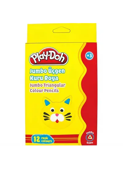 NessiWorld Play-Doh 12 Renk Jumbo Üçgen Kuru Boya