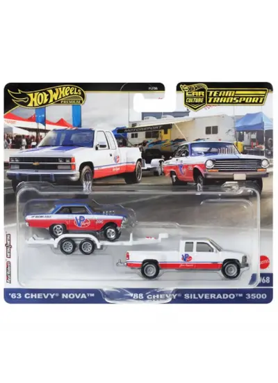 Hot Wheels Team Transport 63 Nova 88 Chevy Silverado 3500 HRV42