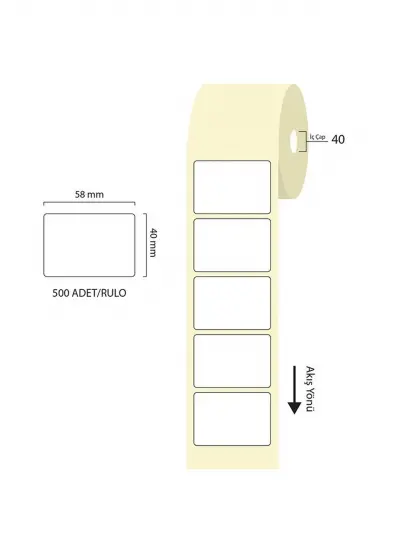 Tanex 58x40mm Eco Termal Etiket 1 Li 40mm 500 Adet