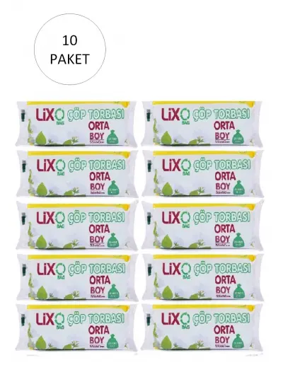 Orta Boy Çöp Torbası 55 x 60 cm 20 Li Rulo x 10 Paket = 200 Adet (Mavi)