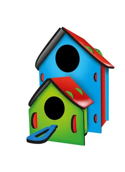 5269 Kumtoys Boyanabilir 3'lü Kuş Evi - Bird House