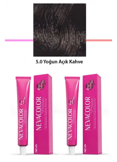 2 li Set Premium 5.0 Yoğun Açık Kahve - Kalıcı Krem Saç Boyası 2 X 50 g Tüp