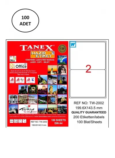 Tanex Tw-2002 Lazer Etiket 199X143 Mm 100 Adet