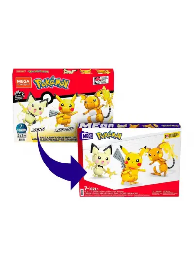 GYH06 MEGA™ Pokémon™ Pikachu Dönüşüm 3'lüsü 621 parça +7 yaş