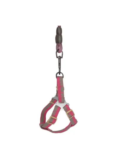 Köpek Göğüs Tasma Seti Dalga Desenli 2 cm*40-58 cm Mor-Pembe