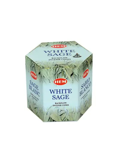 Geri Akış Şelale Beyaz Adaçayı Kokulu 40 Konik Tütsü - White Sage Backflow Incense Cones