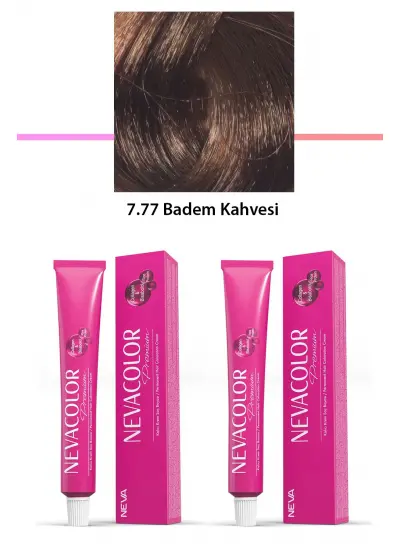 2 li Set Premium 7.77 Badem Kahvesi - Kalıcı Krem Saç Boyası 2 X 50 g Tüp