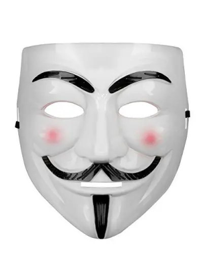 Beyaz Renk Pembe Yanaklı İthal V For Vendetta Maskesi