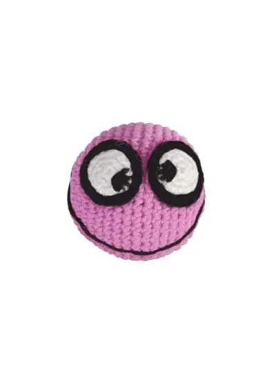 Kedi Oyuncağı Gülümseyen Örgü Emoji 7-7 cm Pembe