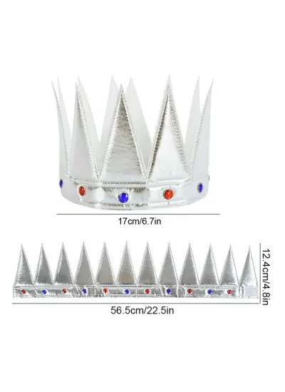 Gümüş Renk Eva Yumuşak Kral Kraliyet Tacı Yetişkin Çocuk Uyumlu 55 cm