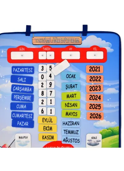 Takvimi Öğreniyorum (2024) Keçe Duvar Panosu , Eğitici Oyuncak