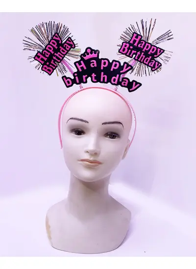 Nessiworld Happy Birthday Püsküllü Neon Pembe Renk Doğum Günü Tacı 22x19 cm