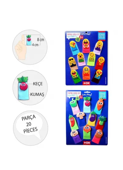 2 Set - 20 Parça  Emojiler ve Sebzeler Parmak Kukla