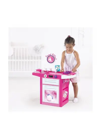 2541 Unicorn Sesli Pembe Lavabolu Bulaşık Makinesi -Dolu