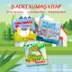 3 Kitap  İngilizce Çiftlik Hayvanları , Kutup ve Safari Hayvanları Kumaş Sessiz Kitap