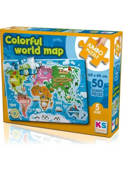 Nessiworld KS Games Colorful World Map 50 Parça Puzzle