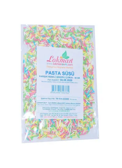 Pasta Süsü Granül Şekeri Karışık Renk 40 Gr Paket