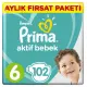 Nessiworld Prima Bebek Bezi Aktif Bebek 6 Beden Aylık Fırsat Paketi 102 Adet