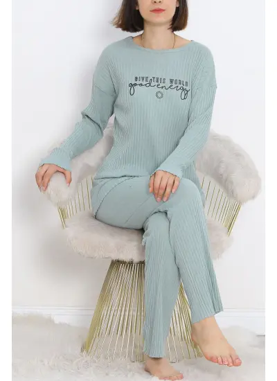 Nakışlı Pijama Takımı Mint1