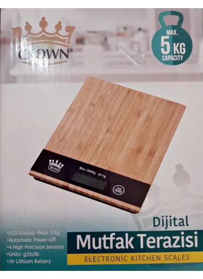 Dijital Lcd Mutfak Tartısı Terazisi 5kg Bambu Desenli