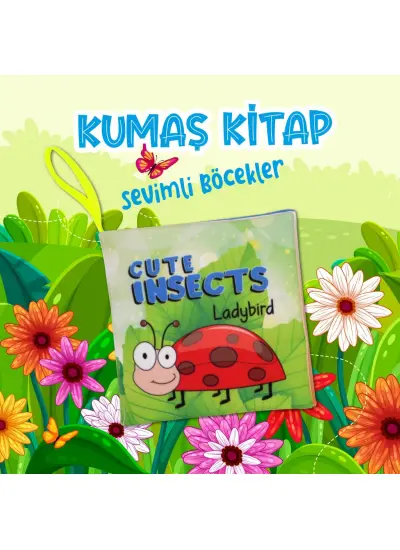 İngilizce Sevimli Böcekler Kumaş Sessiz Kitap