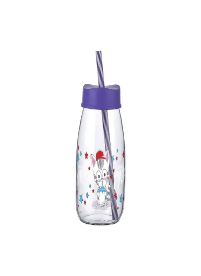 Pipetli Su Ve Süt Şişesi Cam 250 ML - Mor