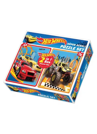 1535 DıyToy Süper Renkli 2'li Puzzle Set - Hot Wheels / 54+70 Parça Puzzle