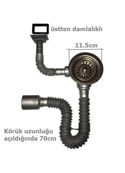 Çöpmak Kapalı Taşmalı Körüklü Evye Sifonu 50 mm