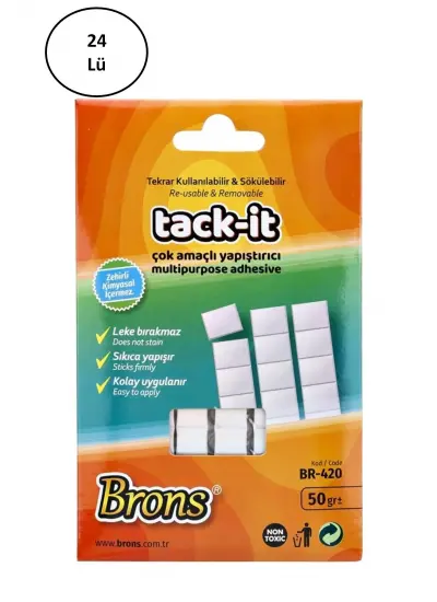 Brons Tack-It Hamur Yapıştırıcı Beyaz 50 Gr. 24lü