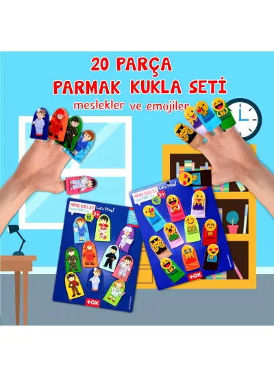 2 Set - 20 Parça  Emojiler ve Meslekler Parmak Kukla