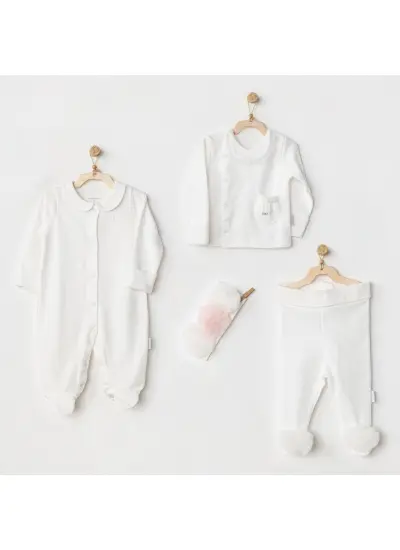 AC24501 Petit Love Newborn Tüllü 4 Parça Set Ekru