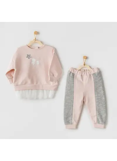 Nessiworld   AC24132 Ballerina 2li Bebe Takım Pink Grey