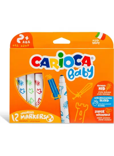 Carioca Jumbo Bebek Süper Yıkanabilir Keçeli Boya Kalemi 12'Li