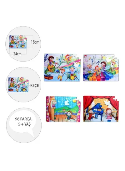 4 Set - 96 Parça  Müzik ve Sahne 5+ Keçe Yapboz - 5 Yaş Puzzle