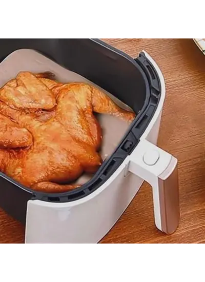 100 Adet Air Fryer Pişirme Kağıdı Tek Kullanımlık Yağ Su Geçirmez Yapışmaz Deliksiz Düz Kare Model