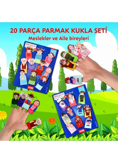 2 Set - 20 Parça  Meslekler ve Aile Üyeleri 20 Parça Parmak Kukla