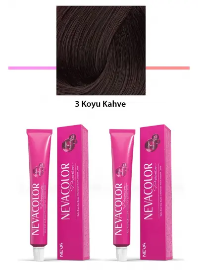 2 li Set Premium 3 Koyu Kahve - Kalıcı Krem Saç Boyası 2 X 50 g Tüp