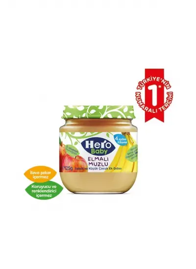 Hero Baby Baby Elma Muz Püreli Kavanoz Mama 125 g