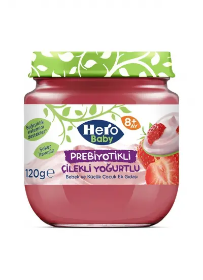 Hero Baby Prebiyotik Çilekli Yoğurtlu 120 gr Kavanoz Maması