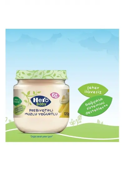 Hero Baby Prebiyotik Muzlu Yoğurtlu 120 gr Kavanoz Maması