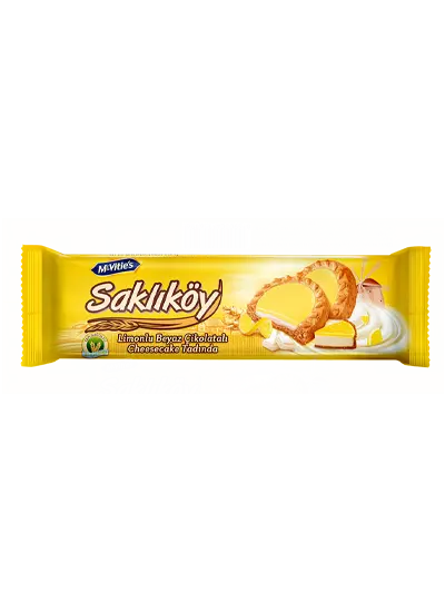 Ülker Saklıköy Limonlu Beyaz Çikolatalı Bisküvi 100gr (18 ADET )