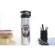 Coffe Slience Baykuş Temalı - Renkli Baskılı Cam Suluk & Termos - 550 ml